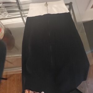 Pencil Black And White Wool Skirt